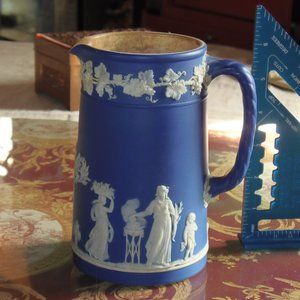 Very rare 18th Century Wedgwood Deep Blue Dipped Jasperware Milkjug